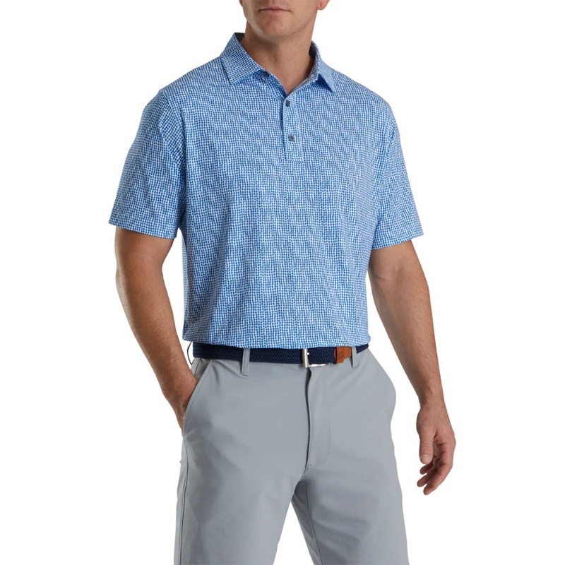 Footjoy Bead Chain Print Polo (Previous Season Style) Royal/White S