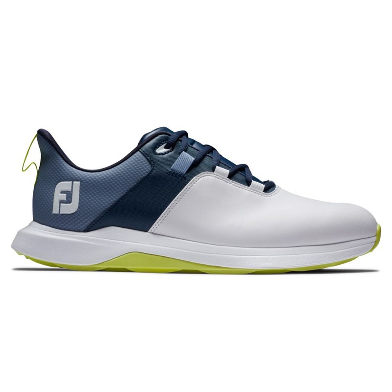 FootJoy Men’s ProLite Spikeless Laced Golf Shoes – White/Navy/Lime – Previous Season Style White/Navy/Lime 9