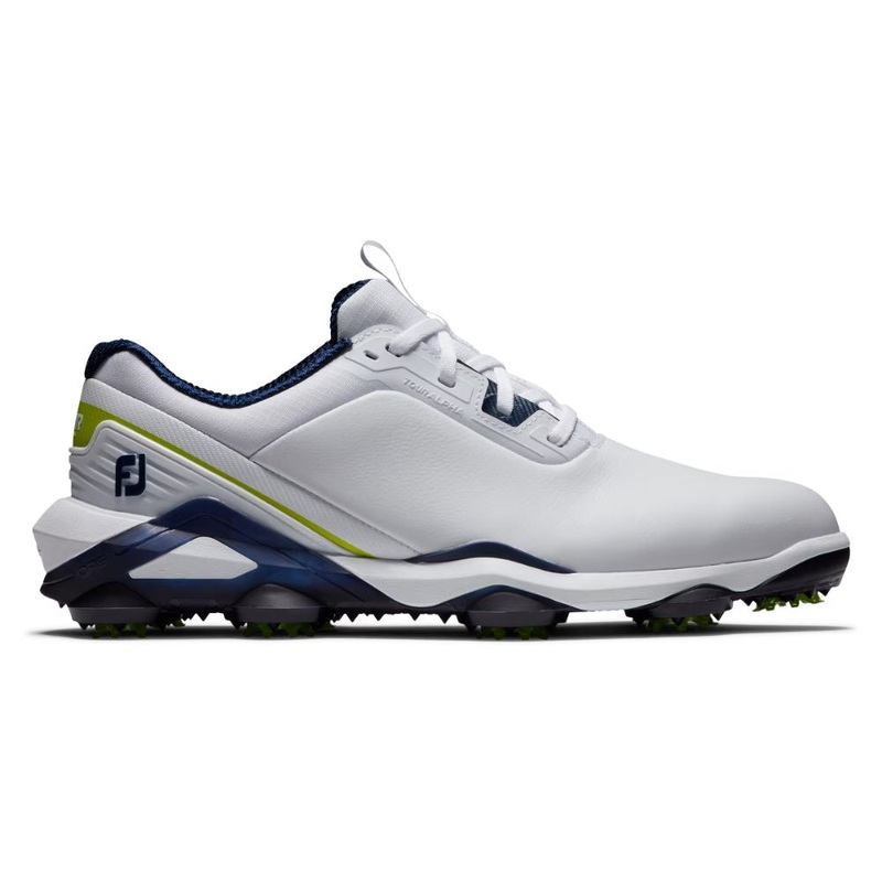 FootJoy Men’s Tour Alpha Cleated Laced Golf Shoe (Previous Season) – White/Navy/Lime White/Navy/Lime 9
