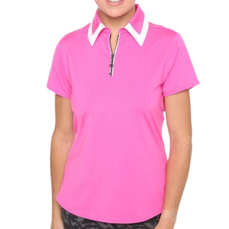 Beyln Key Women’s Birdie Cap Sleeve Polo Hot Pink S