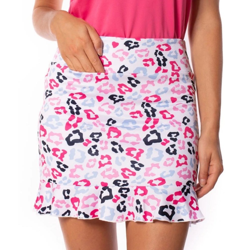Golftini Womens Big Bang Pull-On Ruffle Stretch Skort 18″ Deja Vu XL
