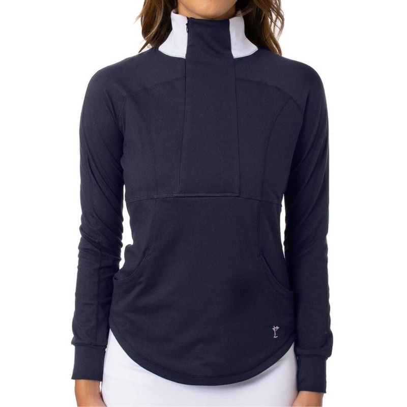 Golftini Womens Contrast Quarter Zip Pullover Navy S