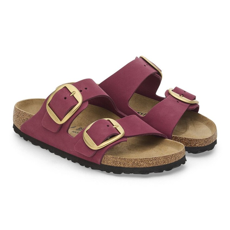 Birkenstock Arizona Big Buckle Nubuck Leather Sandal Berry Crush Narrow 5-5.5 Women