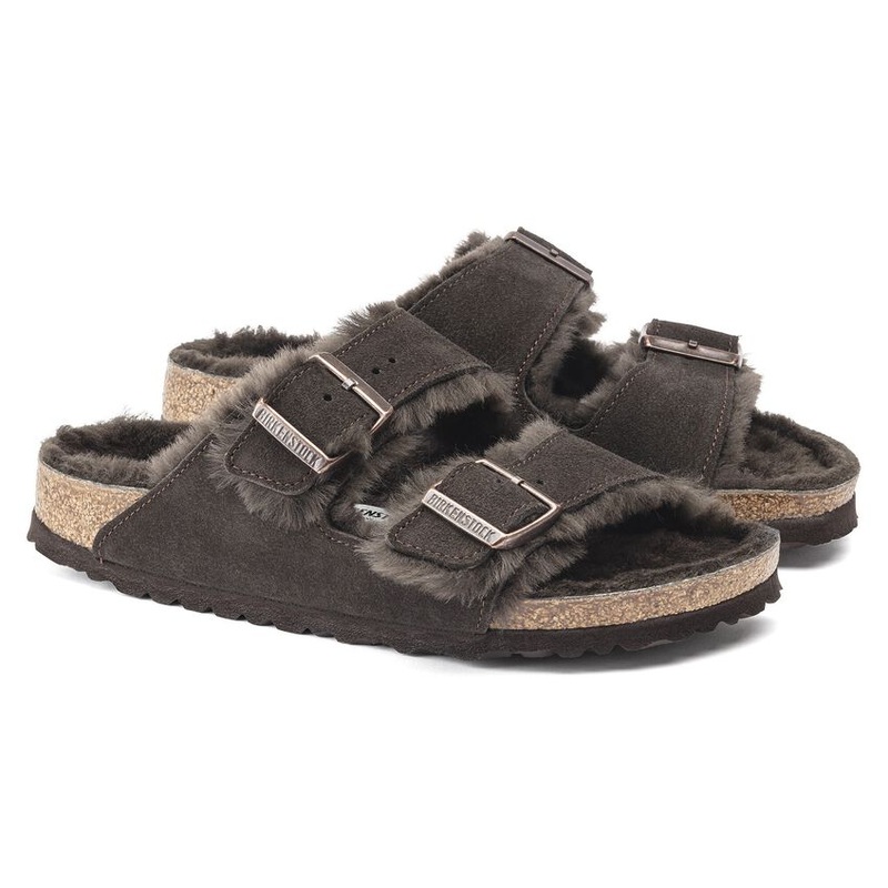 Birkenstock Arizona Shearling Suede Leather Sandal Mocha Regular 11-11.5 Men