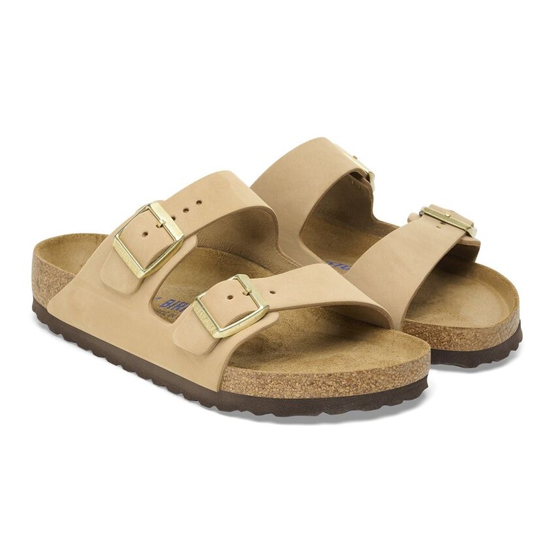 Birkenstock Arizona Soft Footbed Nubuck Leather Sandals Sandcastle Narrow 5-5.5 Women