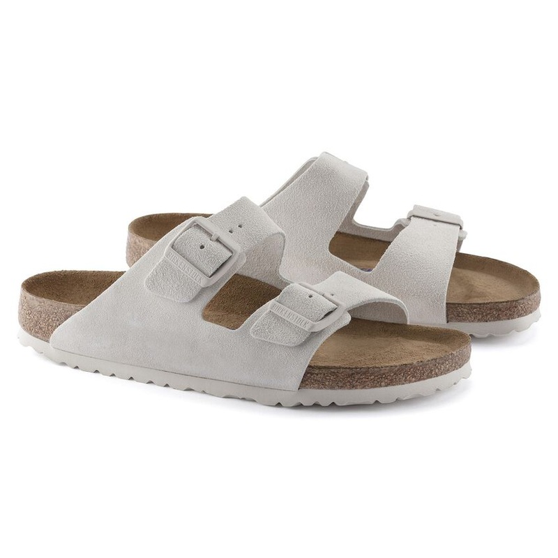 Birkenstock Arizona Soft Footbed Suede Leather Sandals Antique White Narrow 10-10.5 Women/ 8-8.5 Men