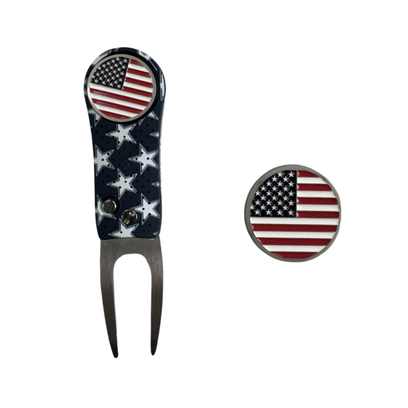 CMC Design USA Divot Tool & Ball Marker Set Navy/Red/White
