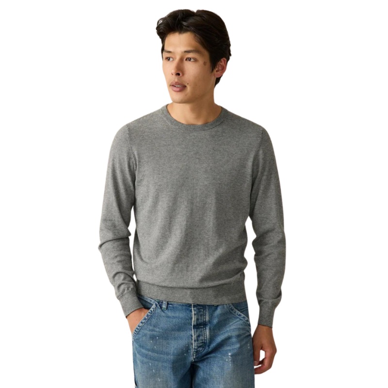 Faherty Men’s Movement Crewneck Sweater Ivory Ash Feeder XL