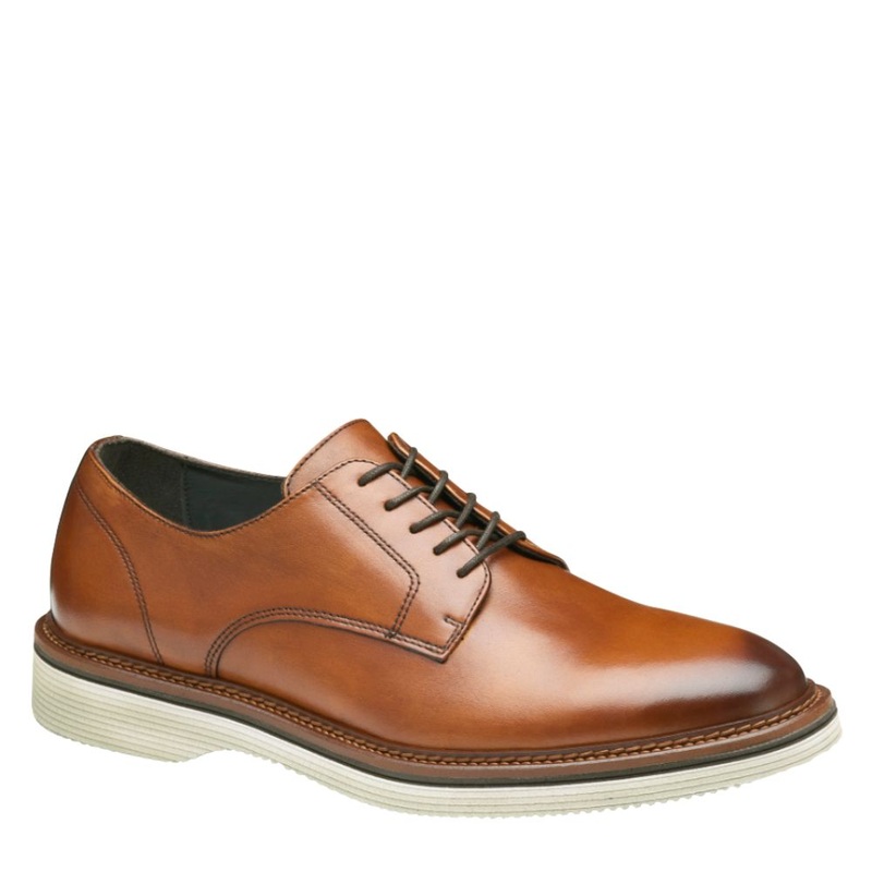 Johnston & Murphy Men’s Jenson Plain Toe Shoes Tan European Calfskin 9.5