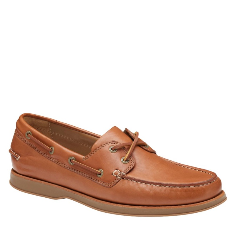 Johnston & Murphy Men’s Monaco 2-Eye Boat Shoes Tan Glove Leather 9.5